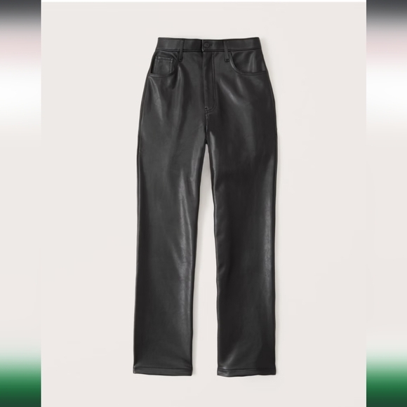 ABERCROMBIE & FITCH Vegan Leather Pants,  90s Straight High-Rise, Size 16 - Picture 3 of 11